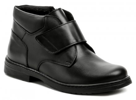 Herren-Winterwanderschuhe mit Klettverschluss, aus echtem Leder.