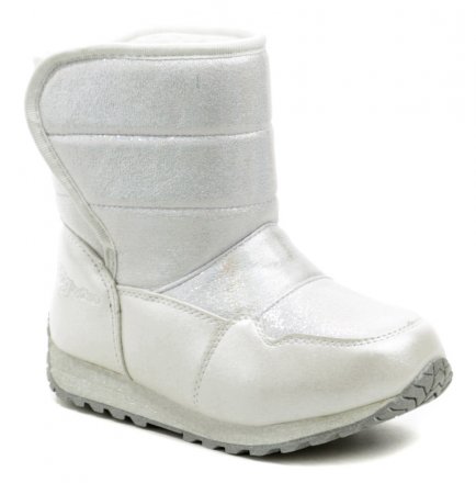 Kinder-Winterstiefeletten mit Klettverschluss, aus Synthetik und Textil, innen voll isoliert mit Textilpelzbesatz.
