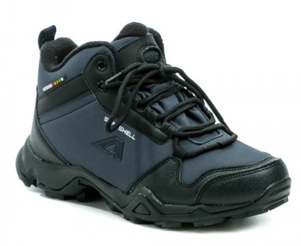 Kinder-Winter-Outdoor-Schuhe mit Schnürverschluss, aus einer Kombination von synthetischem und textilem Softshell Waterproof-Material.