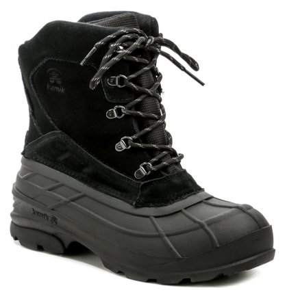Herren-Winterwander- und Arbeitsstiefel mit Schnürung, kanadische Marke KAMIK mit HEAT-MX™-Wärmeisolierung. Hergestellt aus Gummikapelle in Kombination mit echtem Naturleder. Schützt vor Frost bis zu -40°C.