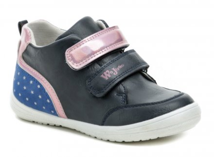Ganzjahres-Wanderschuhe für Kinder mit Klettverschluss, Obermaterial aus Kunstleder, Innenseite aus Naturleder.