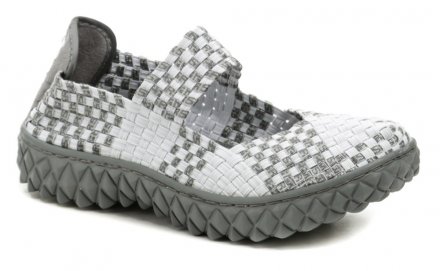 Die originellen Damen-Sommer-Wander- und Freizeit-Gummischuhe Rock Spring aus textilem Material, das aus Gummibändern hergestellt ist.