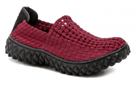Die originellen Damen-Sommer-Wander- und Freizeit-Gummischuhe Rock Spring aus textilem Material, das aus Gummibändern hergestellt ist.