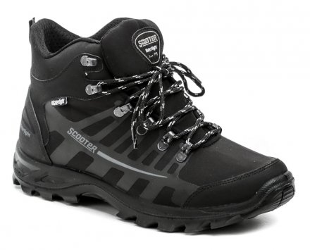 Ganzjahres-Trekkingschuhe mit WATERTIGHT-Membran an den Schnürsenkeln, hergestellt aus einer Kombination von Synthetik und Textilmaterial.