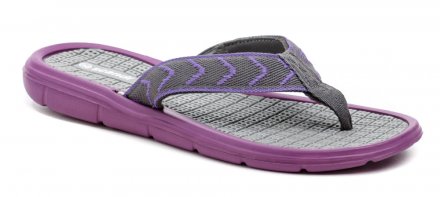 Damen-Sommer-Freizeit-Slipper für den Strand mit Griff zwischen den Zehen, aus synthetischem Material mit Textilriemen.