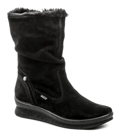 IMAC 257099 schwarz Damen Winterstiefel Winter-Wanderstiefel für Damen mit Reißverschluss aus einer Kombination aus echtem Leder und Textilmaterial.