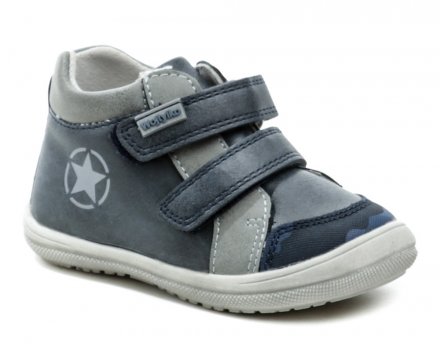 Ganzjahres-Wanderschuhe für Kinder mit Klettverschluss, Obermaterial aus Kunstleder, Innenseite aus Naturleder.