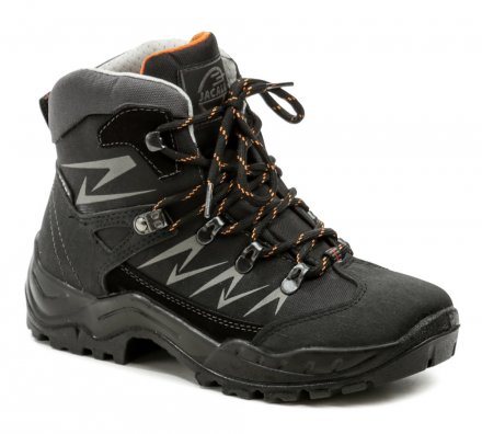 Wasserdichte Ganzjahres-Wander- und Trekkingstiefel mit Membran zum Schnüren, aus Synthetikmaterial in Kombination mit Textil.