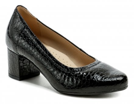 Pulso AF-713 schwarz Damen Pumps in Übergröße Ganzjährige Damen-Geh- und Partyschuhe mit niedrigem Absatz aus echtem Naturleder.