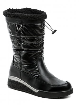 Damen-Winterwanderschuhe mit Reißverschluss, aus Synthetikmaterial, innen voll isoliert mit Textilpelzbesatz.